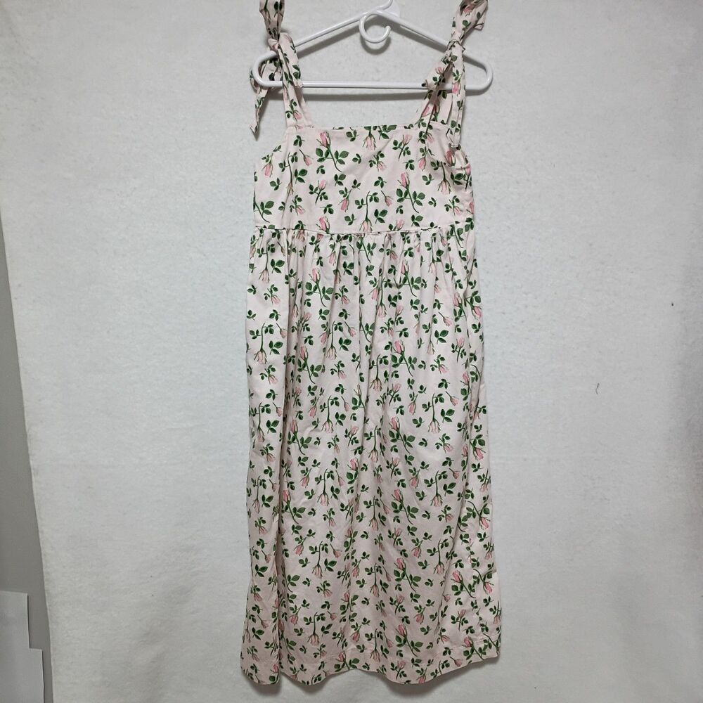 SUSAN ALBRIGHT HAPPY PLACES Floral Cream DRESS, SIZE S, Tie Straps